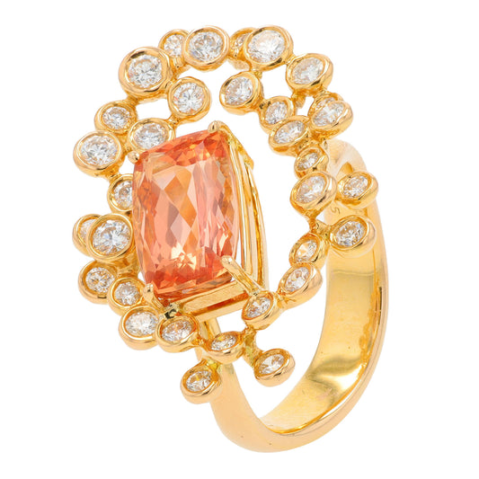 18K RG 3.35 CT Imperial Topaz Ring