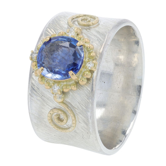 SS/18K YG 1.48 CT Sapphire Ring