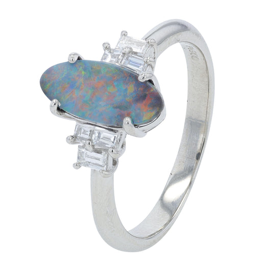 PT900 1.06 CT Black Opal Ring