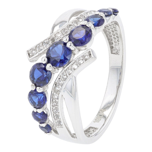 10K WG Created Sapphire Bypass Band