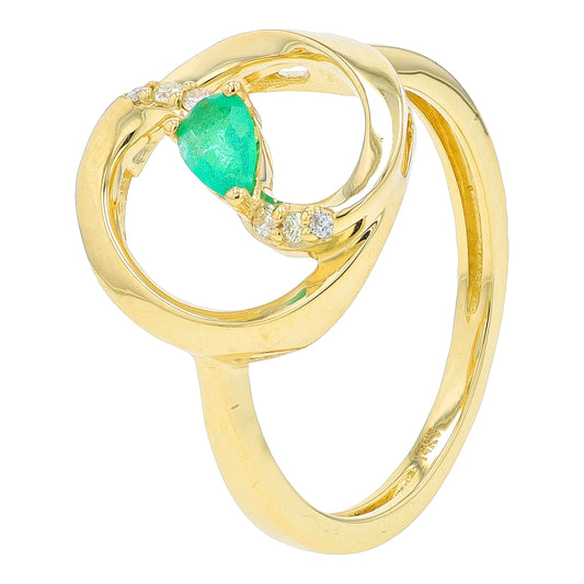 14K YG .20 CTW Emerald Center Ring