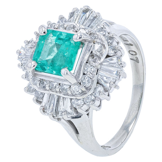 PT900 1.01 CT Colombian Emerald Ring<p><strong>GIA Available</p></strong>