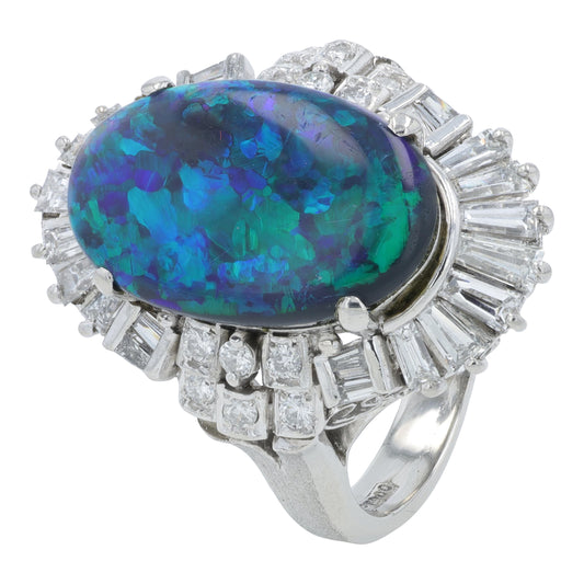 PT900 3.60 CTW Black Opal Ring