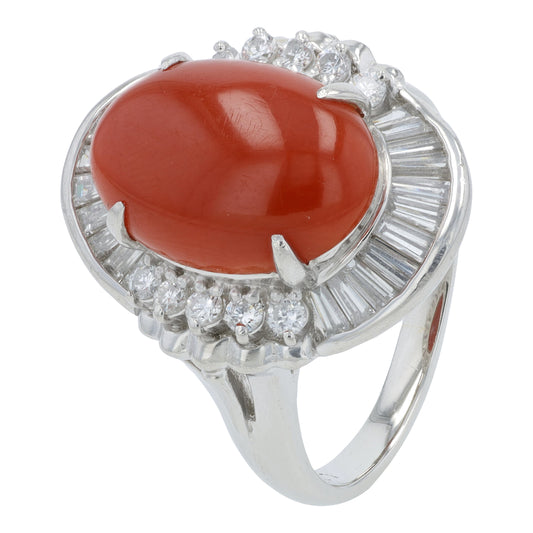 PT900 4.76 CT Coral Ring