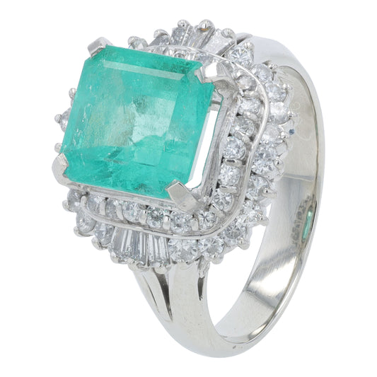 PT900 2.91 CT F1 Colombian Emerald Ring<p><strong>GIA Available</p></strong>