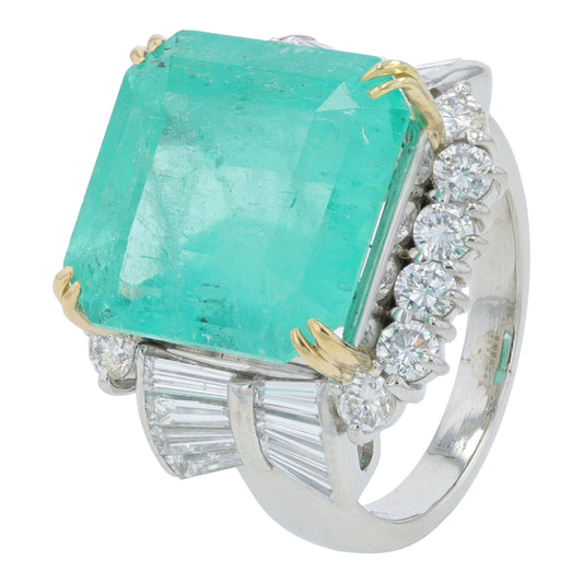 PT900/18K YG 12.31 CT Minor Colombian Emerald Ring<p><strong>GRS Available</p></strong>