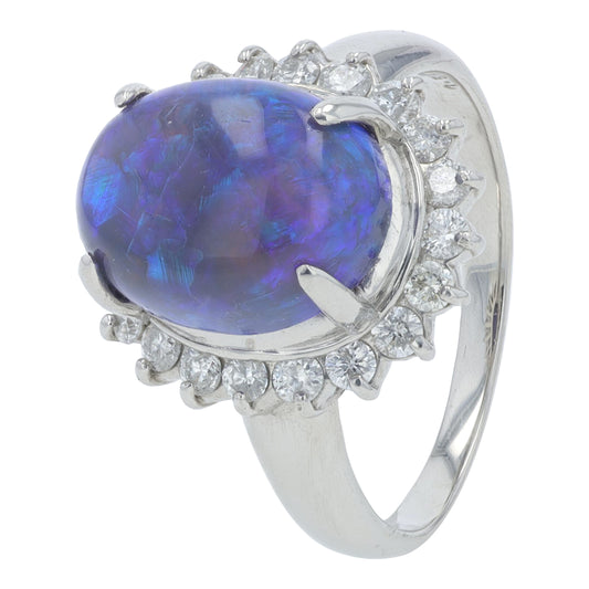 PT900 4 CT Black Opal Ring