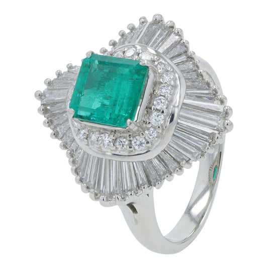 PT900 .97 CT Emerald Ring