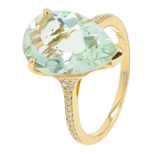 14K YG EFFY 5.40 CT Green Amethyst Ring