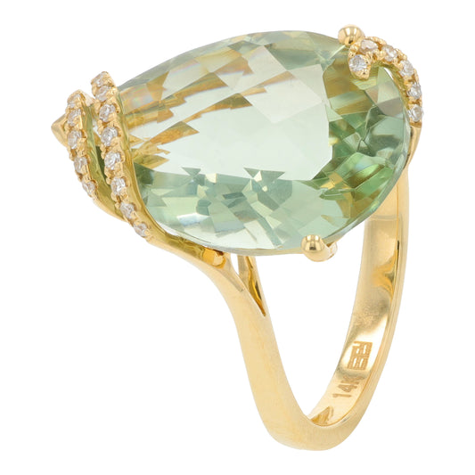 14K YG EFFY 7.20 CT Green Amethyst Ring