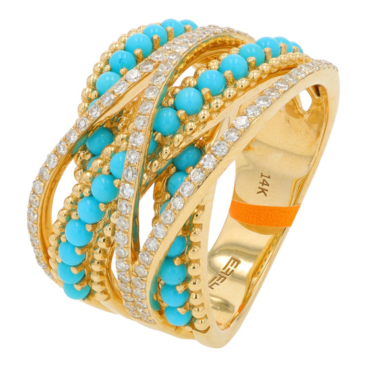 14K YG EFFY 1.37 CTW Turquoise Ring