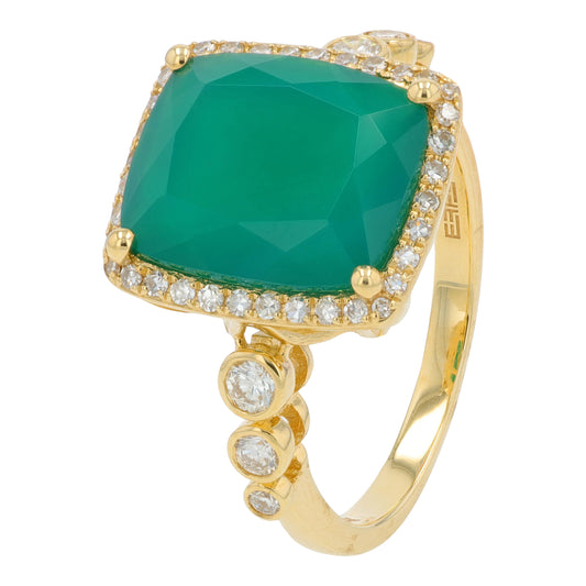 14K YG EFFY 4.15 CT Green Onyx Ring