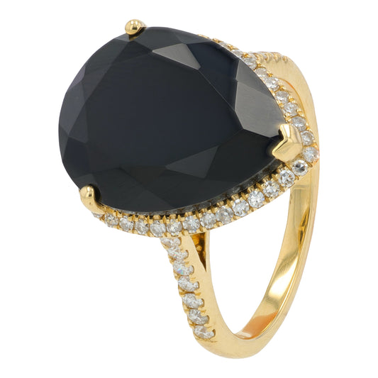 14K YG EFFY 7.85 CT Black Onyx Ring