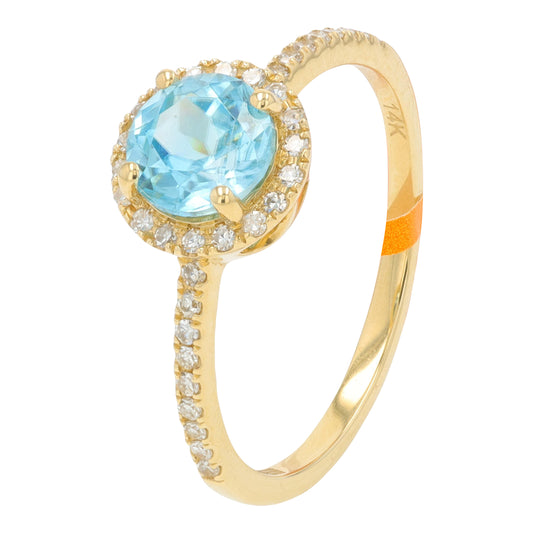 14K YG EFFY 1.30 Blue Zircon Ring
