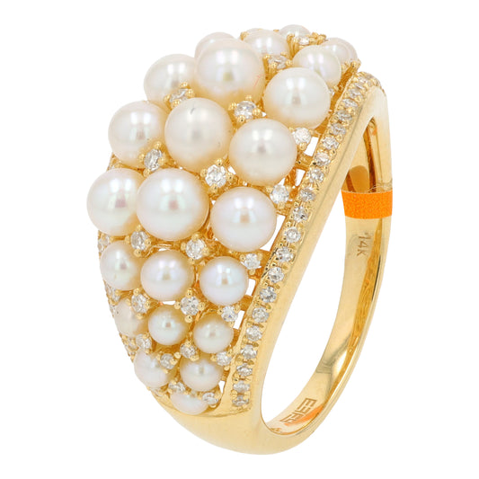 14K YG EFFY Freshwater Pearl Cluster Ring