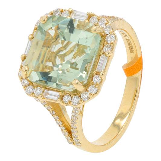 14K YG EFFY 3.90 CT Green Amethyst Ring