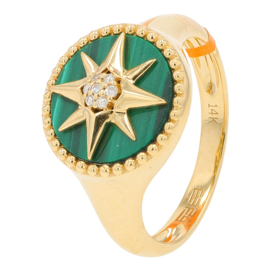 14K YG EFFY 2.25 CT Malachite North Star Ring