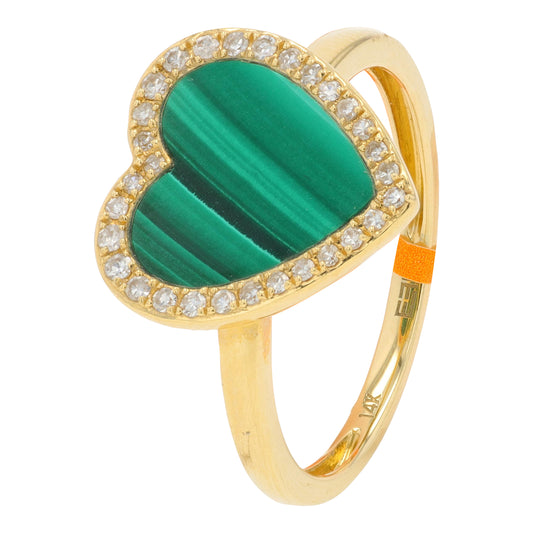 14K YG EFFY 1.60 CT Malachite Heart Ring
