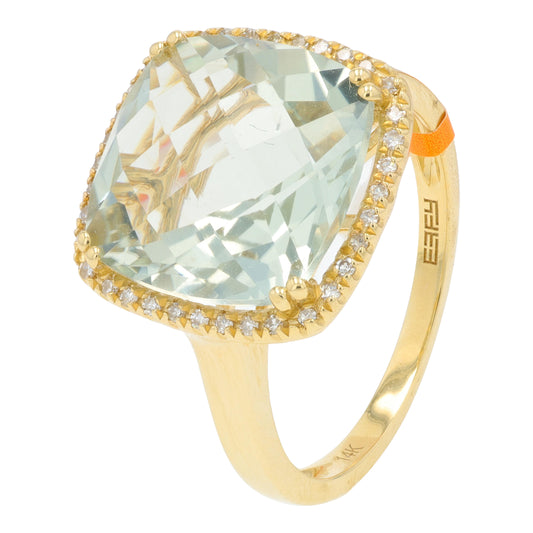 14K YG EFFY 6.60 CT Green Amethyst Ring