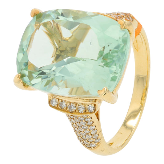 14K YG EFFY 8.35 CT Green Amethyst Ring