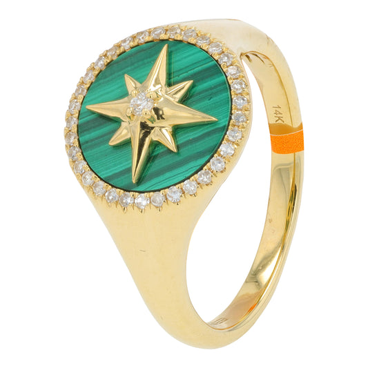 14K YG EFFY 1.50 CT Malachite North Star Ring