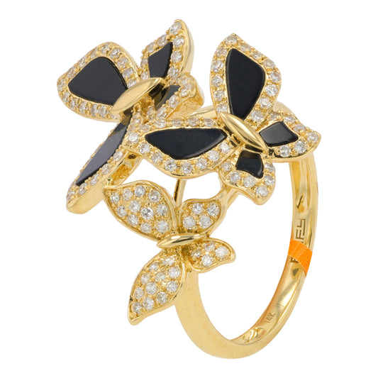 14K EFFY YG Black Onyx Butterfly Ring