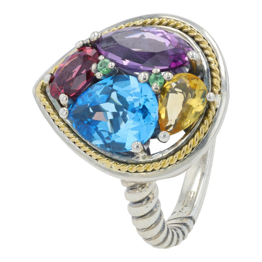 SS/18K YG EFFY 4.33 CT Multi Gemstone Ring