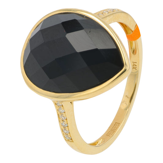 14K YG EFFY 5.50 CT Black Onyx Ring