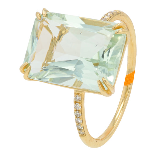 14K YG EFFY 7.15 CT Green Amethyst Ring