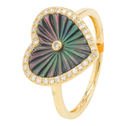 14K YG EFFY Mother of Pearl Heart Ring