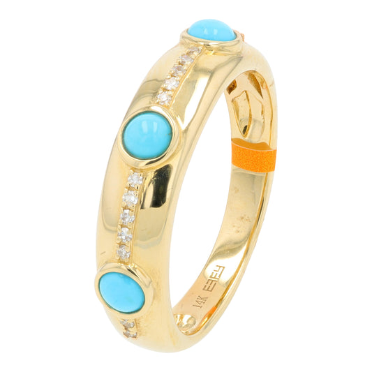 14K YG EFFY .30 CTW Turquoise Ring