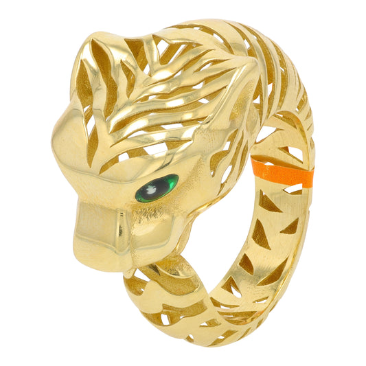 14K YG EFFY Enamel Panther Ring