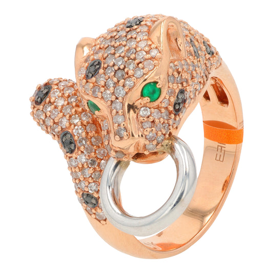 14K RG EFFY 1.28 CTW Diamond Panther Bypass Ring
