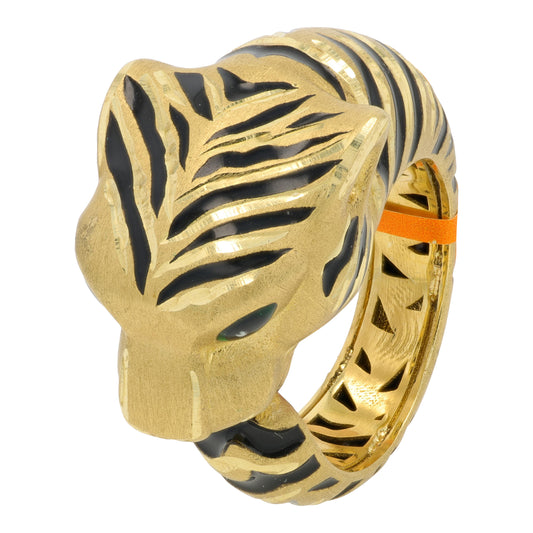 14K YG EFFY Enamel Tiger Ring