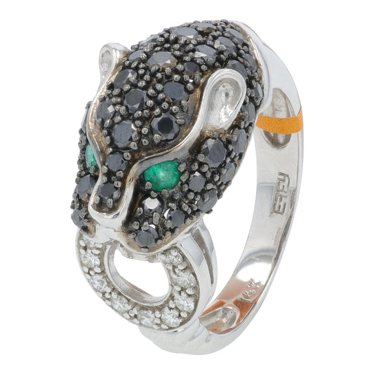 14K WG EFFY .13 CTW Emerald Panther Ring