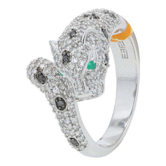 14K WG EFFY .02 CTW Emerald Panther Ring