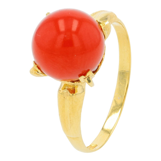 18K YG 8.7 MM Coral Ring