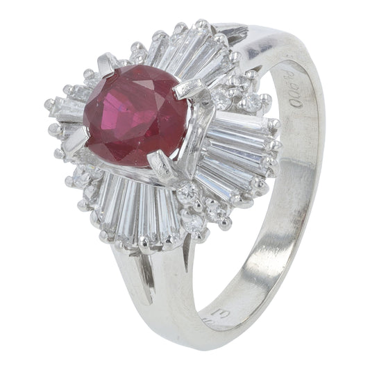 PT900 1.25 CT Ruby Ring