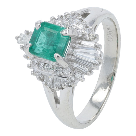 PT900 .89 CT Emerald Ring