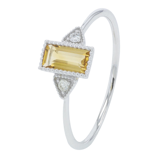 10K WG .33 CT Citrine Ring