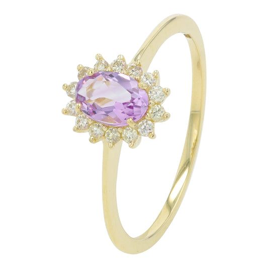 10K Gemstone Halo Ring<p><strong>More Colors Available</p></strong>