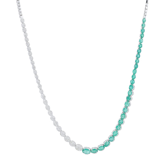 18K WG 8.26 CT Emerald Split Necklace