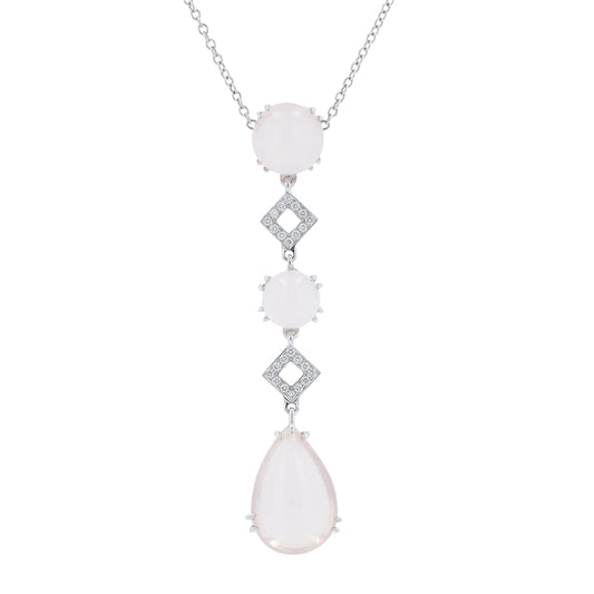 18K WG Rose Quartz Necklace