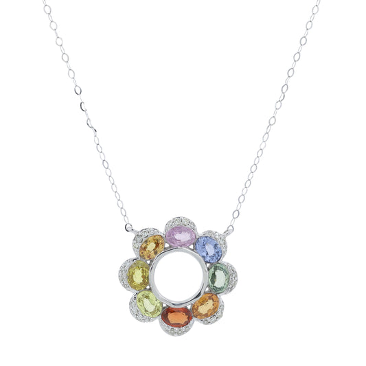 14K WG 1.75 CTW Multi Sapphire Necklace