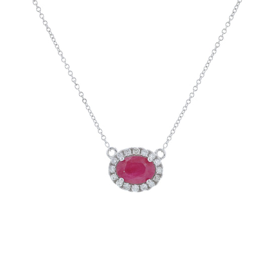 14K Gemstone Halo Necklace<p><strong>More Colors Available</p></strong>
