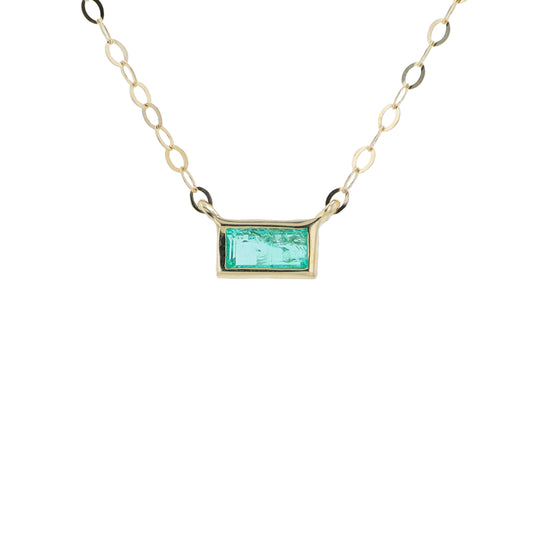 14K YG Gemstone East to West Bezel Set Necklace<p><strong>More Colors Available</p></strong>