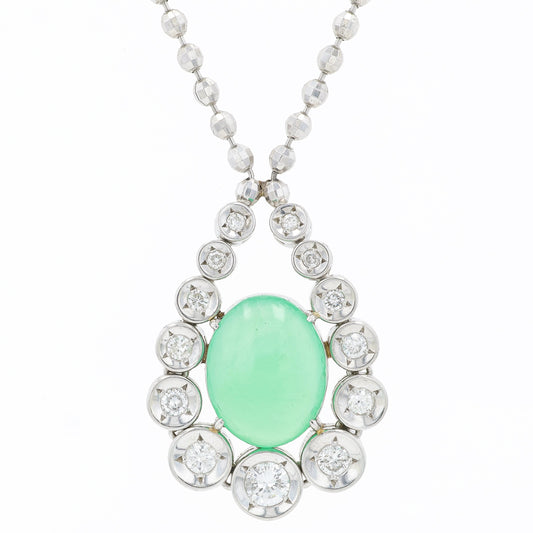 PT850 4.97 CT Chrysoprase Necklace