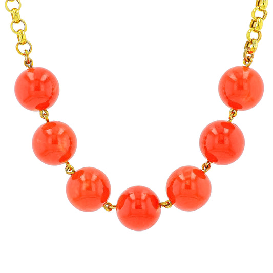 18K YG 13 MM Coral Necklace