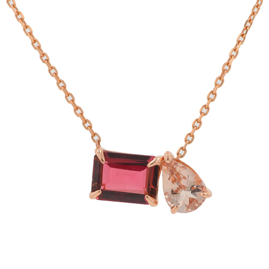 14K RG EFFY Pink Tourmaline & Morganite Necklace