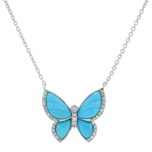 14K WG EFFY 5.80 CT Turquoise Butterfly Pendant
